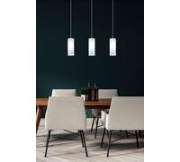 Eglo Troy 3 Satin Nickel And White Glass And 3 Light Ceiling Pendant, White