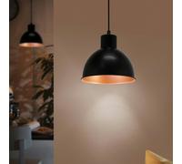 EGLO Truro 1 Black/Copper Domed Pendant Light - Black, Copper - Steel - Pendant Light