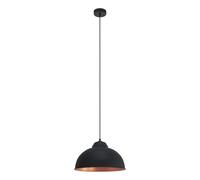 EGLO Truro 2 Vintage Pendant Light, Industrial/Retro Design Hanging Lamp, Made of Steel with Colour Black and Copper, E27 Socket