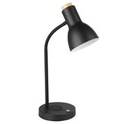 Eglo Veradal-Qi Steel/natural Wood Touch Dimmer, Qi Charging Led Table Lamp