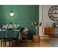 Eglo Caged Single Pendant With Smoked Black Glass Inner shade, Black