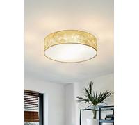 Eglo Viserbella Vintage Flush Ceiling Light, Champagne Steel and Golden Fabric Ceiling Lamp, Living Room, Kitchen and Hallway Lighting, E27 Socket, Ø 15 inches