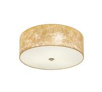 Eglo Viserbella Vintage Flush Ceiling Lamp, 3-Flame Steel and Fabric in Golden and Champagne Colours Light, Living Room, Kitchen and Hallway Lighting, E27 Socket, Ø 18.5 inches