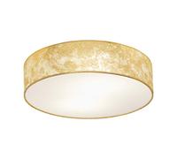 EGLO Viserbella Vintage Flush Ceiling Light, Champagne Steel and Golden Fabric Ceiling Lamp, Living Room, Kitchen and Hallway Lighting, E27 Socket, Ø 15 inches