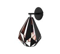 Eglo Wall Lamp Carlton 1, Vintage Wall Light, Metal Wall Lighting in Black and Copper, E27 Socket