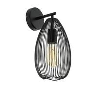 Eglo Wall Lamp Clevedon, Single-Flame wall Light, Material: Steel, Colour: Black, Socket: E27