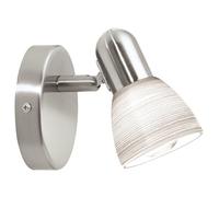Eglo Wall Lamp Dakar 1, Single-Flame wall Light, Wall Spot in Silver Steel | Milk Glass with Brush Technique, White, E14 Socket