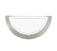 Eglo Wall lamp Planet 1, semi-Circular Indoor Light Fixture, Living Room and Hallway Lighting, Metal and Glass, Silver, White, E27 Socket