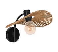 Eglo Wall Lamp Siruela, Boho Indoor Mounted Light, Natural Lighting, FSC Certified, Living Room Light Made of Paper in and Black Metal, E27 Socket