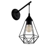 Eglo Wall Lamp Tarbes, Single-Flame Vintage Wall Light in Retro Style, Material: Steel, Colour: Black, Socket: E27