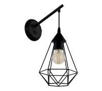 Eglo Wall Lamp Tarbes, Single-Flame Vintage Wall Light in Retro Style, Material: Steel, Colour: Black, Socket: E27
