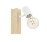 Eglo wall lamp Townshend 3, Vintage wall Light Fixture in Industrial Design, Retro Living Room lamp Made of Steel and Wood, White, Brown, E27 Socket, FSC Certified