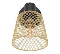 Eglo Wall Light Fixture Coslada, Indoor lamp with Adjustable spot, Living Room and Bedroom Lighting, Spotlight Made of Brushed Brass and Black Metal, E27 Socket