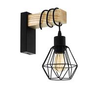 EGLO Townshend wall light, width 14 cm, black/oak