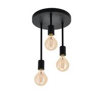 EGLO Wilmcote Ceiling Light with 3 Bulbs - Black | TJ Hughes