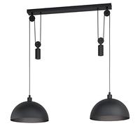 EGLO Winkworth 1 2-Bulb Pendant Light Vintage Industrial Retro Steel Pendant Light in Black Dining Table Lamp Living Room Lamp Hanging with E27 Socket