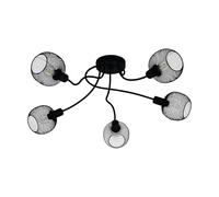 EGLO Wrington 1.5-Bulb Ceiling Light Vintage Industrial Retro Living Room Lamp Steel in Black Kitchen Lamp Hallway Lamp Ceiling with E14 Socket