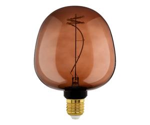 Eglo XXL E27 dimmable lamp, Spiral LED Retro Bulb Big Size, Extra-Large Vintage Decorative Light in Cognac Brown, 4 watts, 40 lumens, Warm White, 2000 K, Length 18 cm