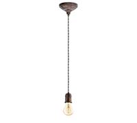 EGLO York Pendant Light, 1-Bulb Cord Pendulum, Vintage Industrial Pendant Light Made of Steel in Black Copper, Cable in Black, Dining Table Lamp, Living Room Lamp Hanging with E27 Socket