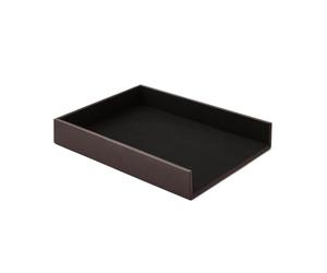 Eglooh - Minerva - Paper Tray for Desk and Office Leather Dark Brown - A4 Document Tray, Letter Organiser - cm 32 x 24,2 x H.5 - Entirely Made in Italy