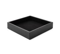Eglooh - Minerva - Valet Tray Leather Black - Desk Organiser with Modern Design - Storage Tray for Keys, Coins, Jewellery - cm 16,5 x 16,5 - Entirely Made in Italy