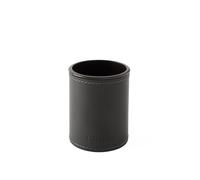 Eglooh - Orfeo - Pen Pot for Desk - Round Design - Made of Anthracite Grey Leather - cm 7,8 x 7,8 H.9,5 - Handmade Stitchings and Resistant Core - Made in Italy