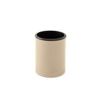 eglooh - Orfeo - Pen Pot for Desk - Round Design - Made of Beige Leather - cm 7,8 x 7,8 H.9,5 - Handmade Stitchings and Resistant Core - Made in Italy