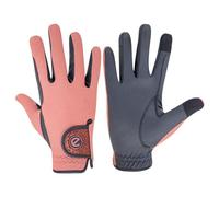 eGlove - eQUEST GripPro X-LITE Horse Riding Gloves - Lightweight, Breathable, Grippy Non-Slip Material - Comfort Mesh Back - Touchscreen Gloves (CORAL - GLITTER CUFF, S)