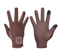 eGlove - eQUEST GripPro X-LITE Horse Riding Gloves - Lightweight, Breathable, Grippy Non-Slip Material - Comfort Mesh Back - Touchscreen Gloves (BROWN - PLAIN CUFF, S)