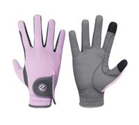 eGlove - eQUEST GripPro X-LITE Horse Riding Gloves - Lightweight, Breathable, Grippy Non-Slip Material - Comfort Mesh Back - Touchscreen Gloves (PINK - GREY PALM - PLAIN CUFF, XXX-Small)