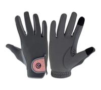 eGlove - eQUEST GripPro X-LITE Horse Riding Gloves - Lightweight, Breathable, Grippy Non-Slip Material - Comfort Mesh Back - Touchscreen Gloves (GREY - ROSE GOLD GLITTER CUFF, S)