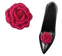 EGLUCK 1 Pair Soft Flower Shoe Clip Removable Charm Buckle Shoe Decorations Women Wedding Bride High Heel Accessories, A-rose
