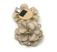 EGLUCK 2pcs Rhinestones Shoe Charm Buckle Fabric Art Shoe Clips Versatile Bride Shoes Decoration for Women Lady Wedding High Heel, khaki-A