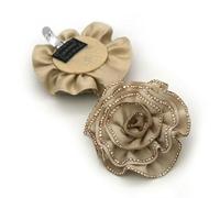 EGLUCK 2pcs Rhinestones Shoe Charm Buckle Fabric Art Shoe Clips Versatile Bride Shoes Decoration for Women Lady Wedding High Heel, khaki-B