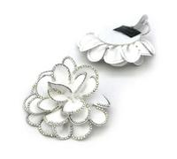 EGLUCK 2pcs Rhinestones Shoe Charm Buckle Fabric Art Shoe Clips Versatile Bride Shoes Decoration for Women Lady Wedding High Heel, white-A