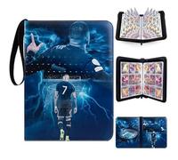 Egmelos Trading Card Binder, PU Leather Football Card Binder, Card Folders for 900 Cards with 50 Removable Sleeves, Collection Folder with Zip, Binder Album for Baseball Cards, Sports Star