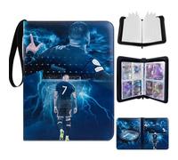 Egmelos Trading Card Binder, PU Leather Football Card Binder, Football Card Holder for 400 Cards, Card Collection Folder with 50 Sleeves, Zipper, Binder Album for Baseball Cards, Sports Star Cards