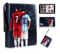 Egmelos Trading Card Binder, PU Leather Football Card Binder, Football Card Holder for 400 Cards, Card Collection Folder with 50 Sleeves, Zipper, Binder Album for Baseball Cards, Sports Star Cards