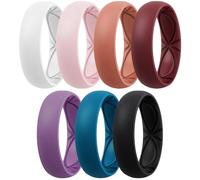 Egnaro 4/5/8 Variety Multipack Ergonomic Breathable Promise Ring, 6mm Wide - 2mm Thick Silicone Wedding Bands Women, Rubber Rings Women with Half Size, 3.5-4(18.15mm), Silicone, No Gemstone