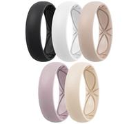 Egnaro 4/5/8 Variety Multipack Ergonomic Breathable Promise Ring, 6mm Wide - 2mm Thick Silicone Wedding Bands Women, Rubber Rings Women with Half Size, 4.5-5(18.46mm), Silicone, No Gemstone