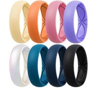 Egnaro 4/5/8 Variety Multipack Ergonomic Breathable Promise Ring, 6mm Wide - 2mm Thick Silicone Wedding Bands Women, Rubber Rings Women with Half Size, 6.5-7(20.70mm), Silicone, No Gemstone