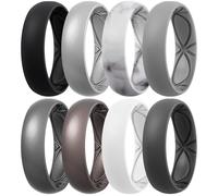 Egnaro 4/5/8 Variety Multipack Ergonomic Breathable Promise Ring, 6mm Wide - 2mm Thick Silicone Wedding Bands Women, Rubber Rings Women with Half Size, 3.5-4(18.15mm), Silicone, No Gemstone