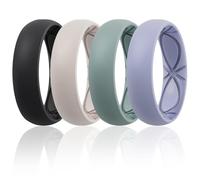 Egnaro 4/5/8 Variety Multipack Ergonomic Breathable Promise Ring, 6mm Wide - 2mm Thick Silicone Wedding Bands Women, Rubber Rings Women with Half Size, 9.5-10(22.61mm), Silicone, No Gemstone