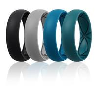 Egnaro 4/5/8 Variety Multipack Ergonomic Breathable Promise Ring, 6mm Wide - 2mm Thick Silicone Wedding Bands Women, Rubber Rings Women with Half Size, 7.5-8(21.02mm), Silicone, No Gemstone