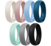 Egnaro 4/5/8 Variety Multipack Ergonomic Breathable Promise Ring, 6mm Wide - 2mm Thick Silicone Wedding Bands Women, Rubber Rings Women with Half Size, 5.5-6(19.43mm), Silicone, No Gemstone