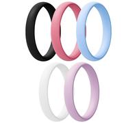 Egnaro Engagement Rings Women, Thin and Stackable Rings Silicone Women Wedding Bands,Rubber Promise Rings for Gift, Anniversary Ring for Work Out- 2.5mm Width - 1.8mm Thick, 11(20.6mm), Silicone, No