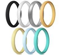 Egnaro Engagement Rings Women, Thin and Stackable Rings Silicone Women Wedding Bands,Rubber Promise Rings for Gift, Anniversary Ring for Work Out- 2.5mm Width - 1.8mm Thick, 11(20.6mm), Silicone, No