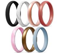 Egnaro Engagement Rings Women, Thin and Stackable Rings Silicone Women Wedding Bands,Rubber Promise Rings for Gift, Anniversary Ring for Work Out- 2.5mm Width - 1.8mm Thick, 4(15.3mm), Silicone, No