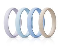 Egnaro Engagement Rings Women, Thin and Stackable Rings Silicone Women Wedding Bands,Rubber Promise Rings for Gift, Anniversary Ring for Work Out- 2.5mm Width - 1.8mm Thick, 8(18.2mm), Silicone, No