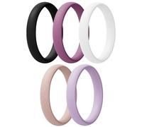 Egnaro Engagement Rings Women, Thin and Stackable Rings Silicone Women Wedding Bands,Rubber Promise Rings for Gift, Anniversary Ring for Work Out- 2.5mm Width - 1.8mm Thick, 10(19.8mm), Silicone, No